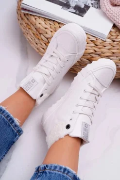 Trampki Damskie Big Star Wysokie Ocieplane Białe EE274146