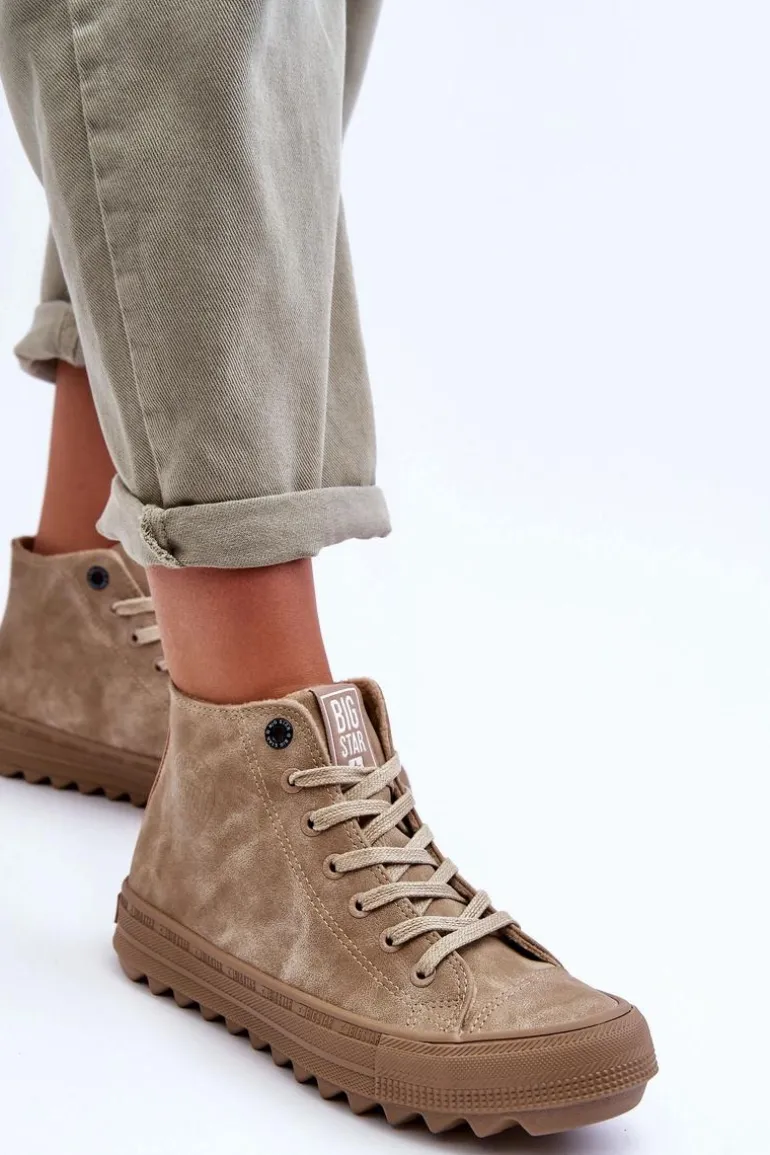 Trampki Damskie Big Star Wysokie Ocieplane Beżowe GG274071