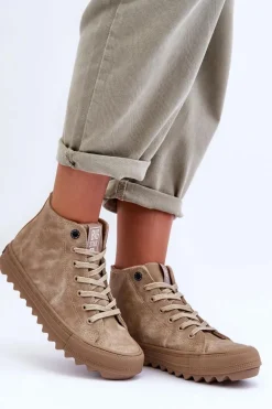 Trampki Damskie Big Star Wysokie Ocieplane Beżowe GG274071