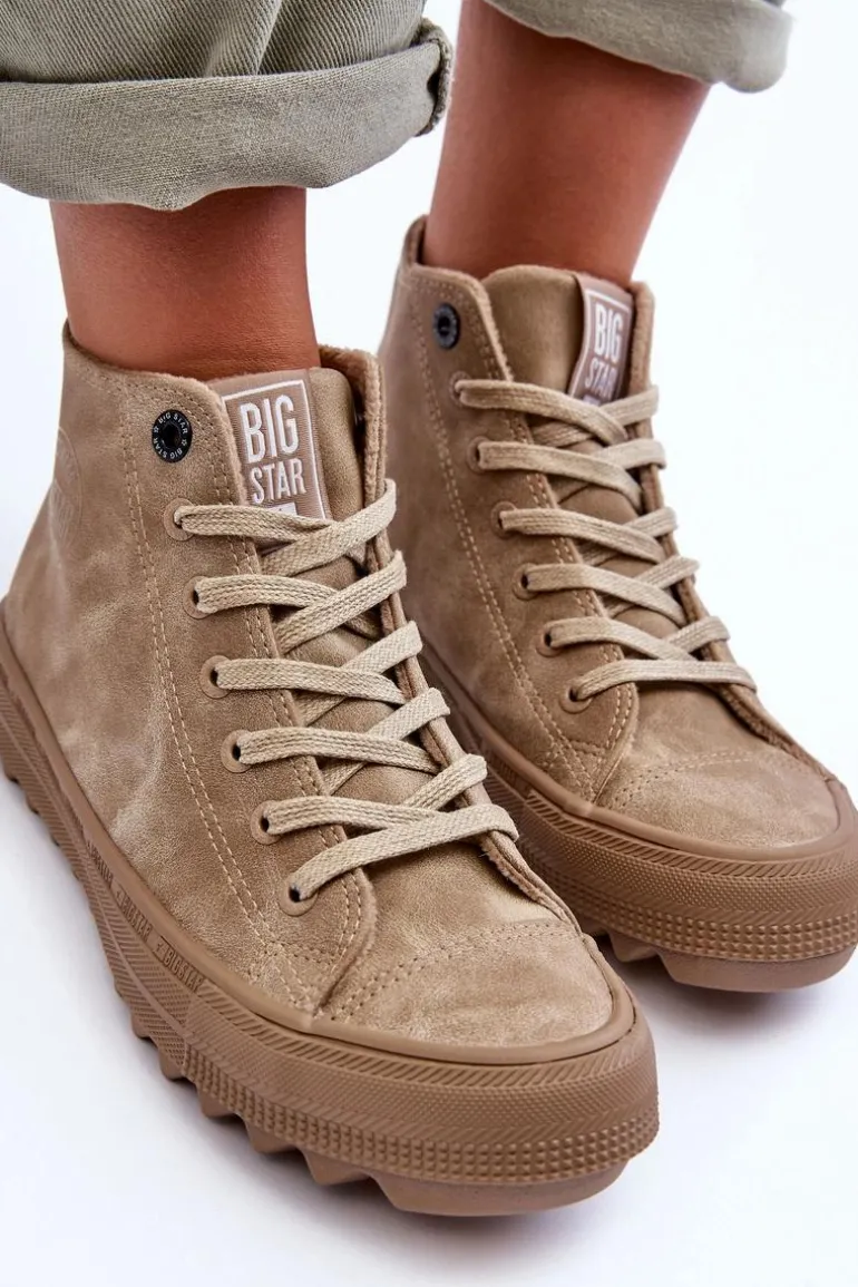 Trampki Damskie Big Star Wysokie Ocieplane Beżowe GG274071