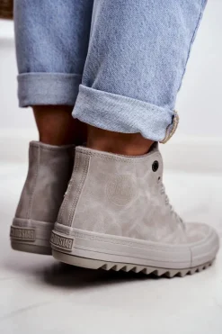 Trampki Damskie Big Star Wysokie Ocieplane Szare GG274070