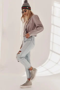 Trampki Damskie Big Star Wysokie Ocieplane Szare EE274114