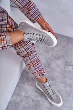 Trampki Damskie Big Star Wysokie Ocieplane Szare EE274114