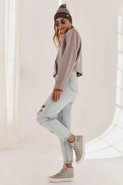 Trampki Damskie Big Star Wysokie Ocieplane Szare EE274114