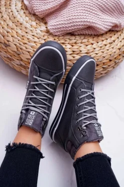 Trampki Damskie Big Star Wysokie Szare Ocieplane EE274413