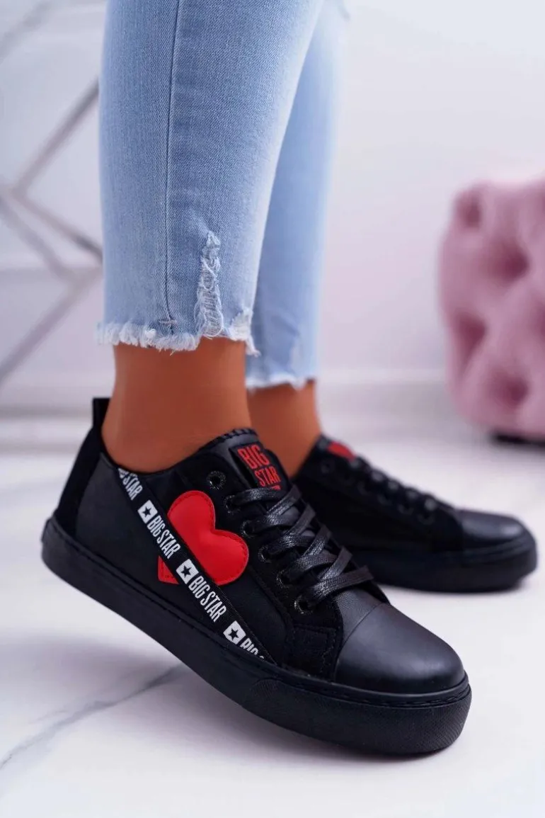 Trampki Damskie Big Star Czarne z Sercem EE274256