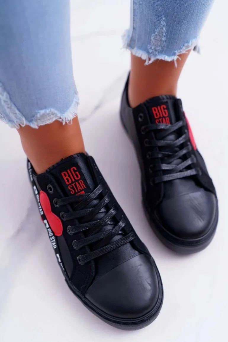 Trampki Damskie Big Star Czarne z Sercem EE274256