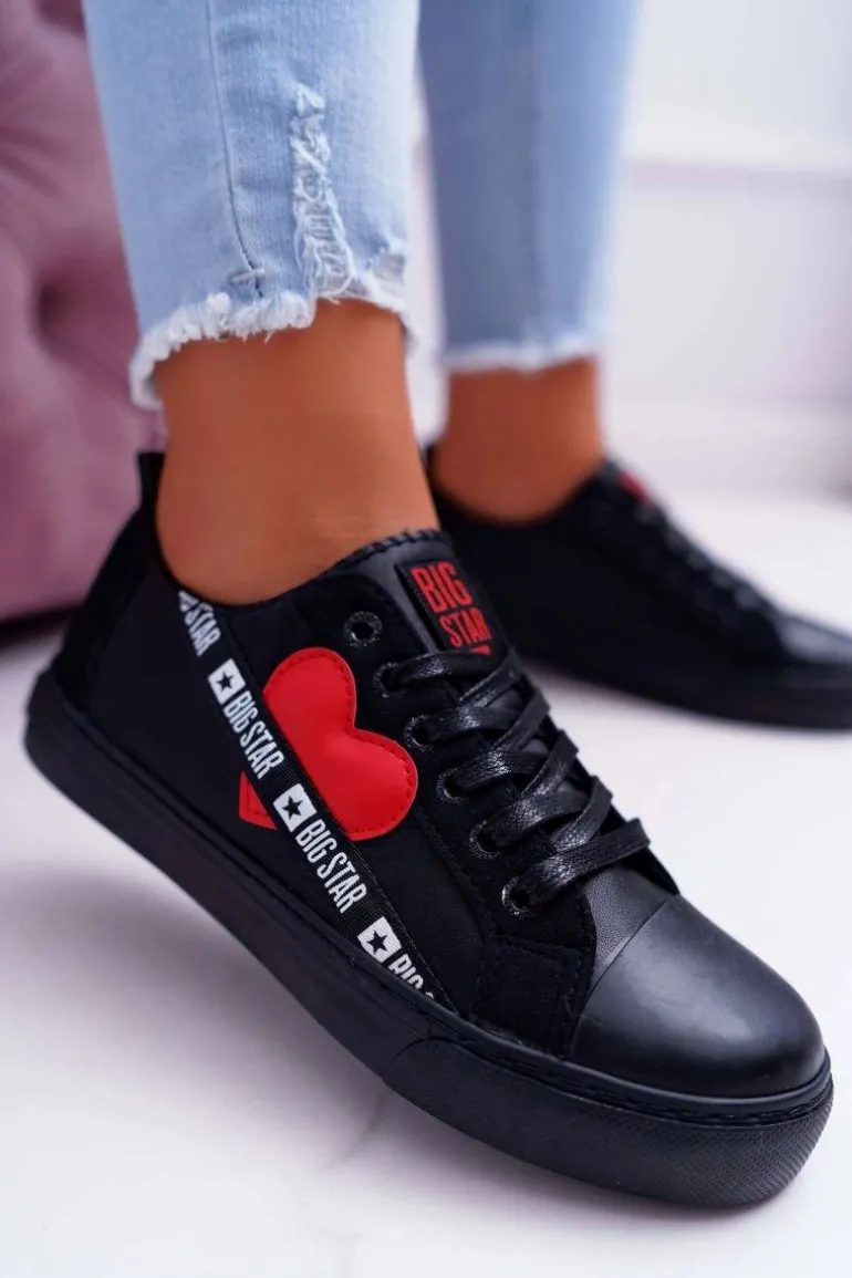 Trampki Damskie Big Star Czarne z Sercem EE274256