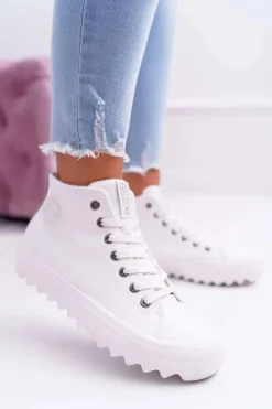Trampki Damskie Big Star Wysokie Ocieplane Białe EE274111