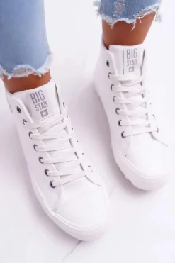Trampki Damskie Big Star Wysokie Ocieplane Białe EE274111
