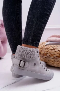 Trampki Damskie Big Star Wysokie Ocieplane Szare EE274079