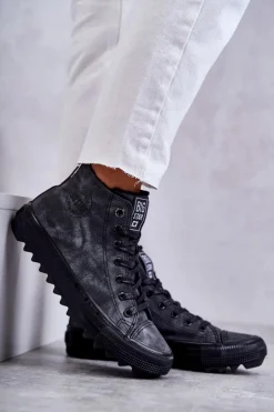 Trampki Damskie Big Star Wysokie Ocieplane Czarne GG274069