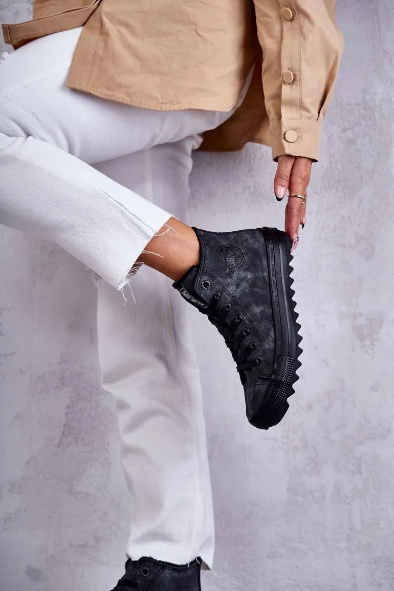 Trampki Damskie Big Star Wysokie Ocieplane Czarne GG274069