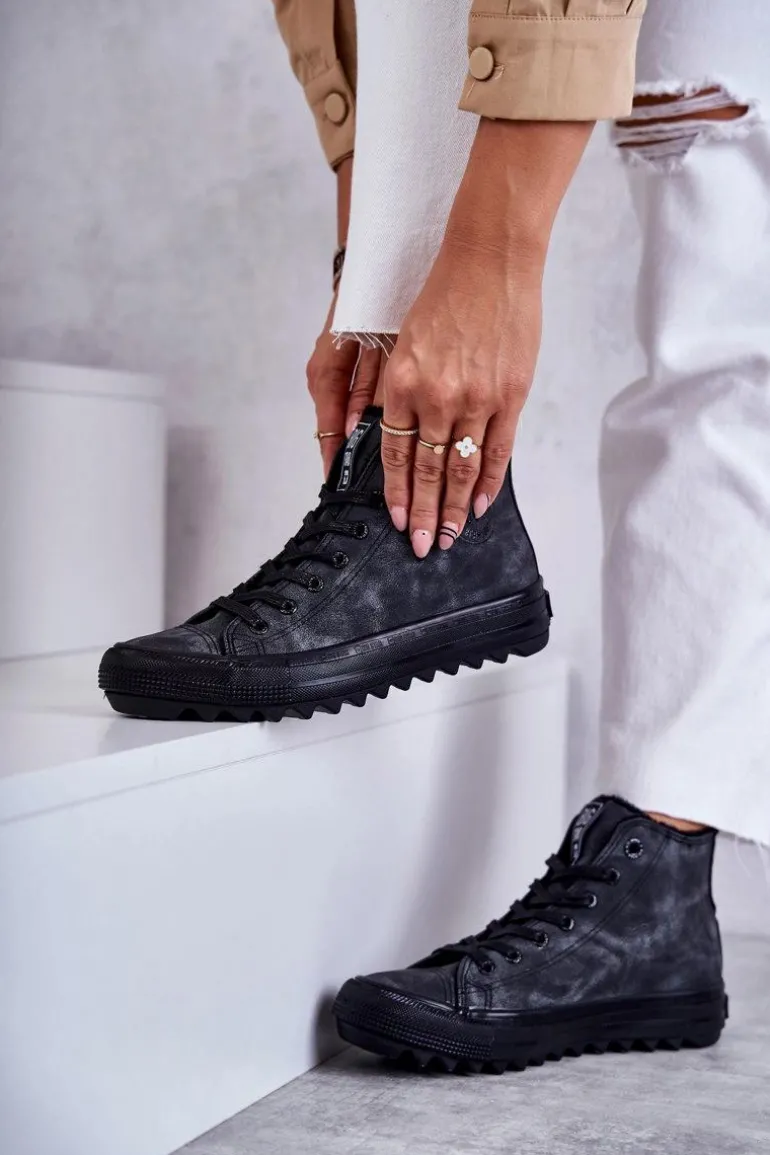 Trampki Damskie Big Star Wysokie Ocieplane Czarne GG274069