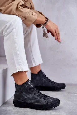 Trampki Damskie Big Star Wysokie Ocieplane Czarne GG274069