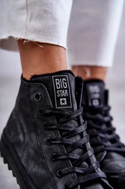 Trampki Damskie Big Star Wysokie Ocieplane Czarne GG274069