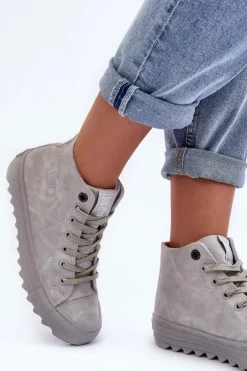 Trampki Damskie Big Star Wysokie Ocieplane Szare GG274070