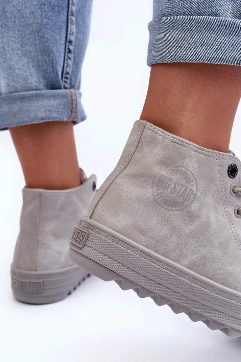 Trampki Damskie Big Star Wysokie Ocieplane Szare GG274070