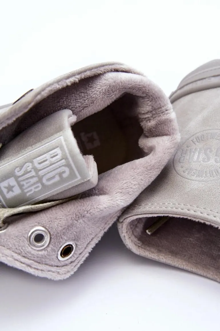 Trampki Damskie Big Star Wysokie Ocieplane Szare GG274070