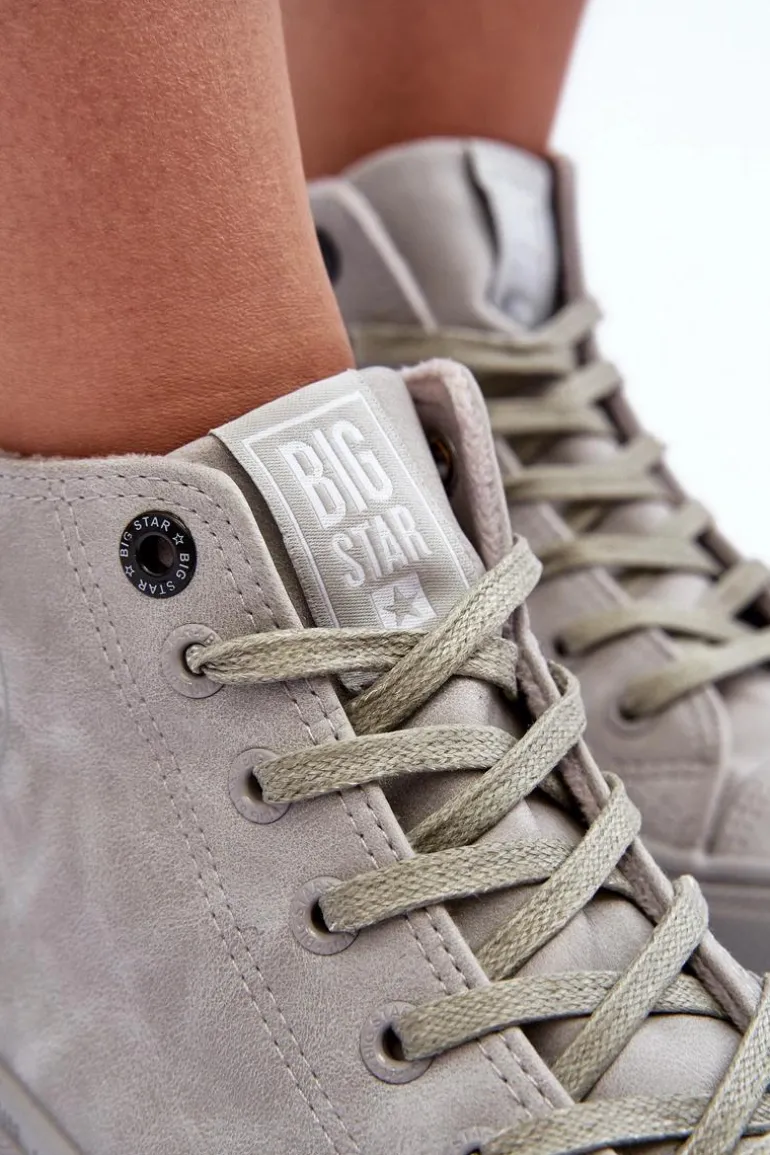 Trampki Damskie Big Star Wysokie Ocieplane Szare GG274070