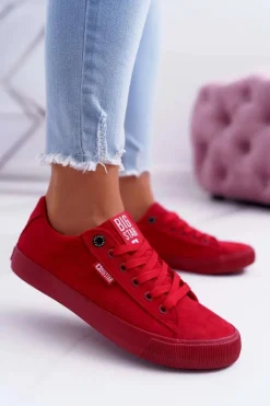 Trampki Damskie Big Star Zamsz Czerwone EE274044