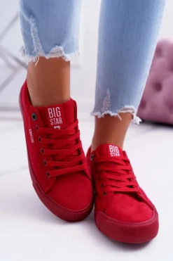 Trampki Damskie Big Star Zamsz Czerwone EE274044