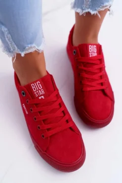 Trampki Damskie Big Star Zamsz Czerwone EE274044