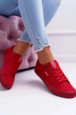 Trampki Damskie Big Star Zamsz Czerwone EE274044