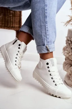 Trampki Damskie Big Star Wysokie Ocieplane Białe GG274108