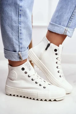 Trampki Damskie Big Star Wysokie Ocieplane Białe GG274108