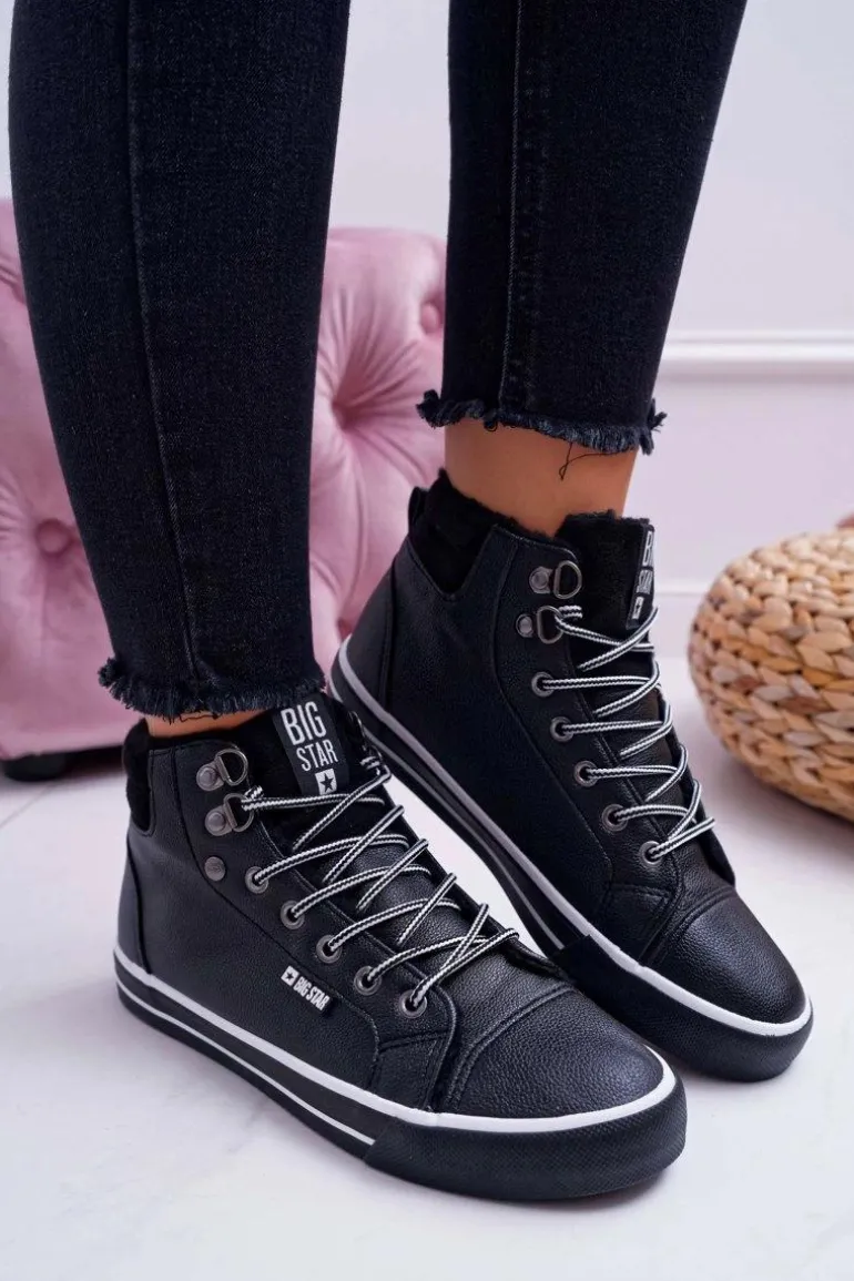 Trampki Damskie Big Star Wysokie Czarne Ocieplane EE274410