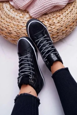 Trampki Damskie Big Star Wysokie Czarne Ocieplane EE274410