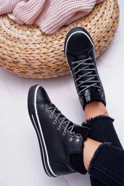 Trampki Damskie Big Star Wysokie Czarne Ocieplane EE274410