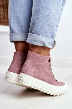Trampki Damskie Big Star Wysokie Ocieplane Różowe GG274109