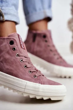 Trampki Damskie Big Star Wysokie Ocieplane Różowe GG274109