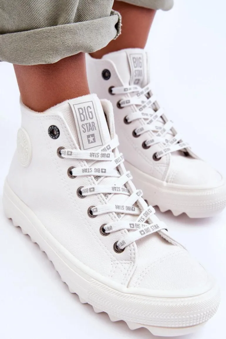 Trampki Damskie Big Star Wysokie Ocieplane Białe GG274108