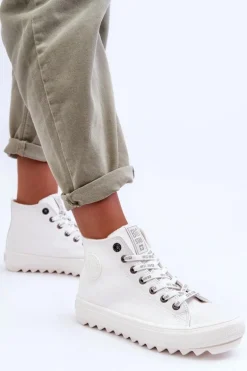 Trampki Damskie Big Star Wysokie Ocieplane Białe GG274108