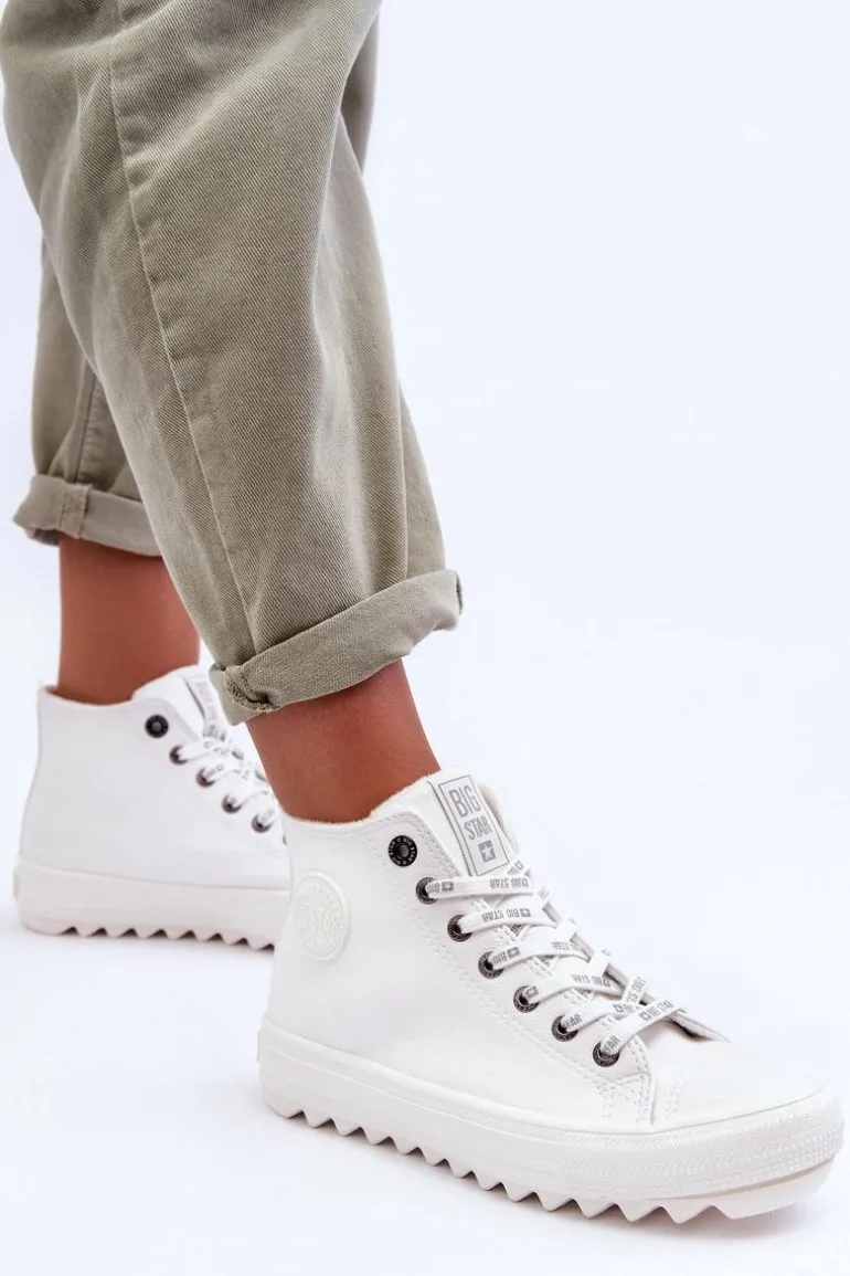 Trampki Damskie Big Star Wysokie Ocieplane Białe GG274108