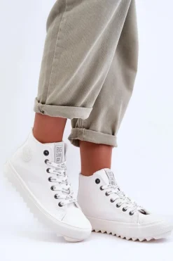 Trampki Damskie Big Star Wysokie Ocieplane Białe GG274108