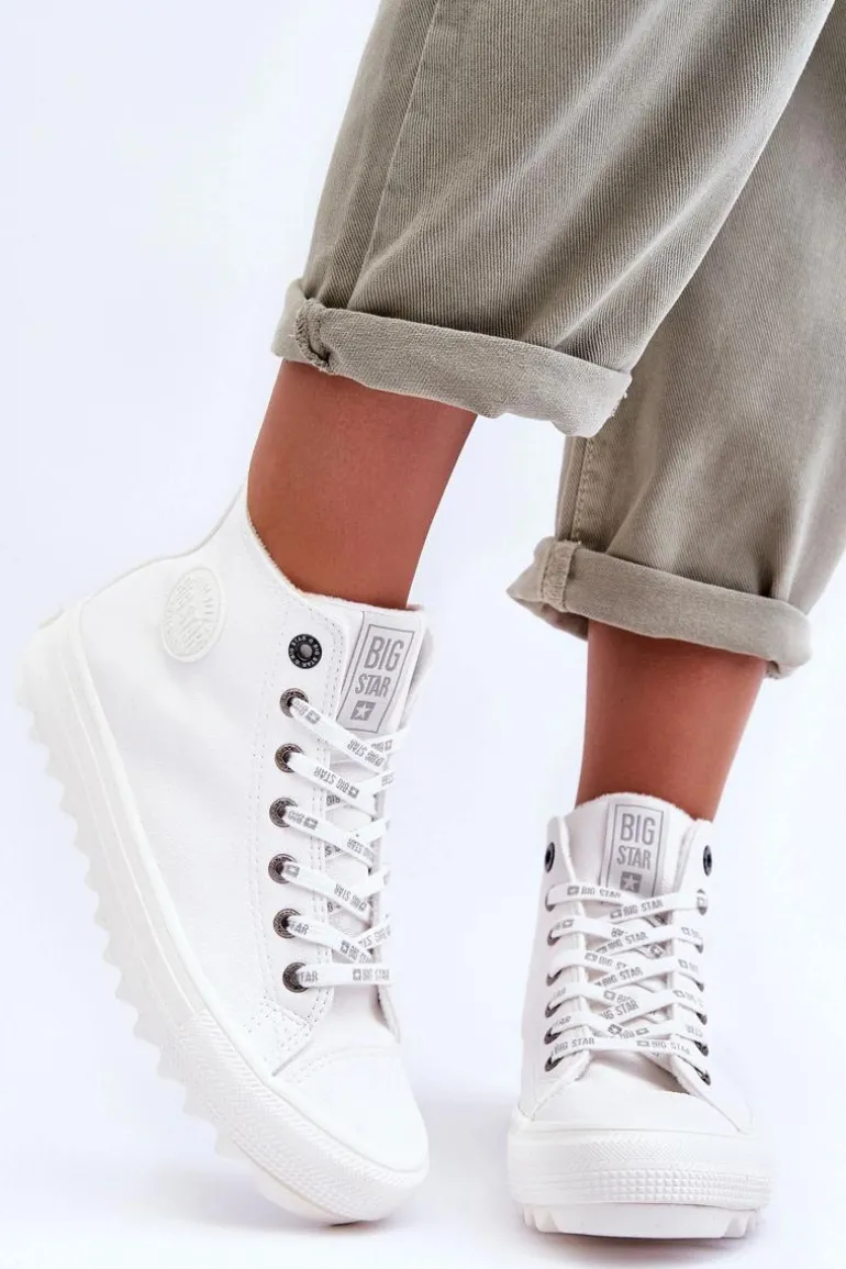 Trampki Damskie Big Star Wysokie Ocieplane Białe GG274108
