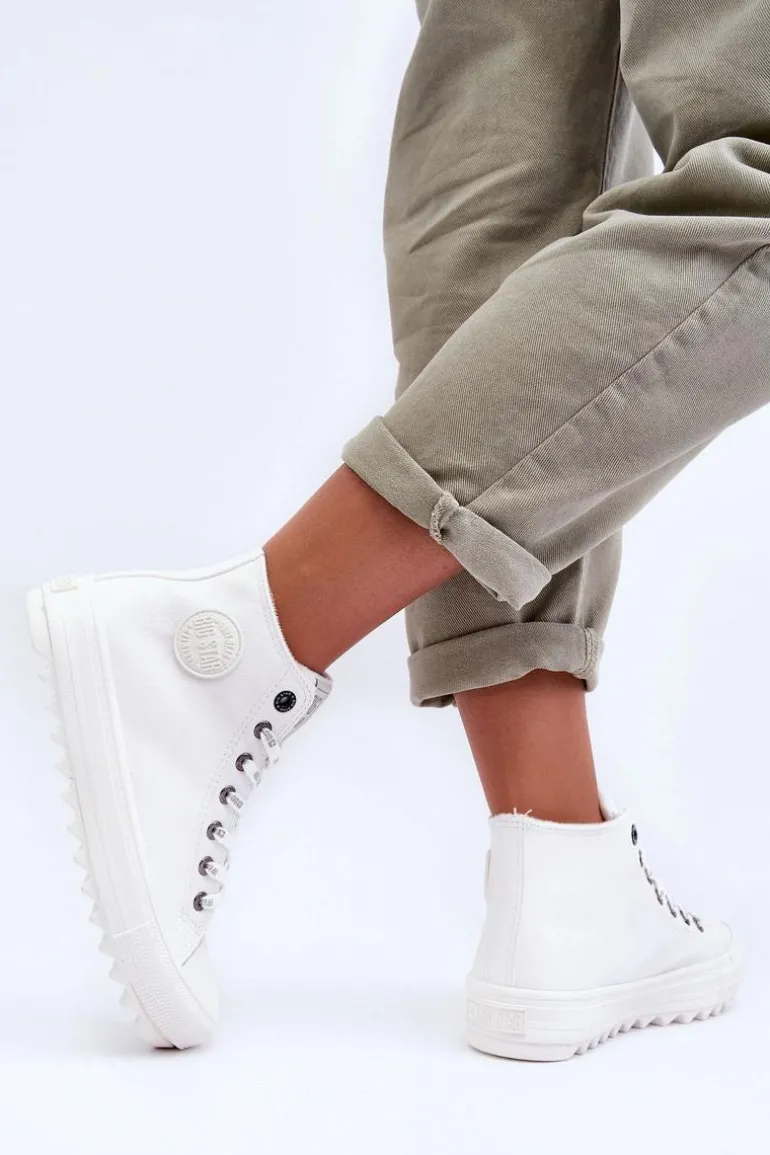 Trampki Damskie Big Star Wysokie Ocieplane Białe GG274108