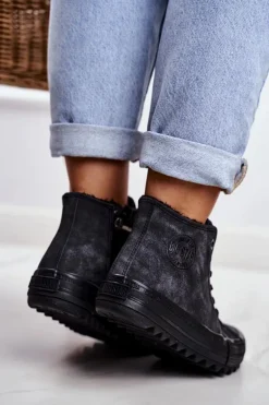 Trampki Damskie Big Star Wysokie Ocieplane Czarne GG274069