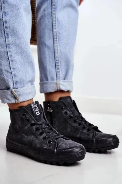 Trampki Damskie Big Star Wysokie Ocieplane Czarne GG274069