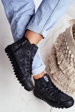 Trampki Damskie Big Star Wysokie Ocieplane Czarne GG274069