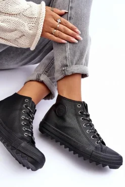 Trampki Damskie Big Star Wysokie Ocieplane Czarne EE274110