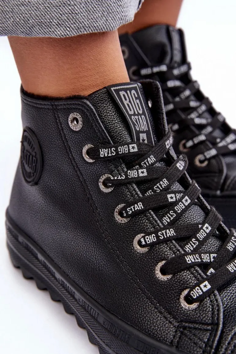Trampki Damskie Big Star Wysokie Ocieplane Czarne EE274110