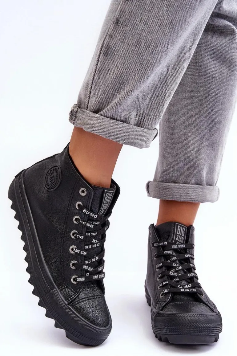 Trampki Damskie Big Star Wysokie Ocieplane Czarne EE274110