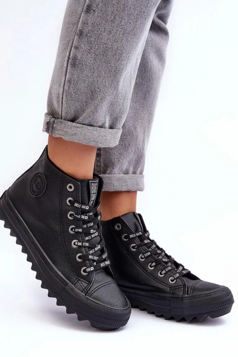 Trampki Damskie Big Star Wysokie Ocieplane Czarne EE274110