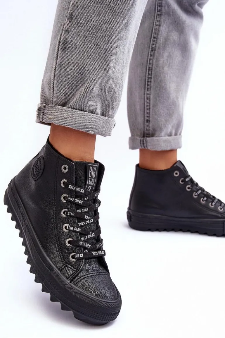Trampki Damskie Big Star Wysokie Ocieplane Czarne EE274110
