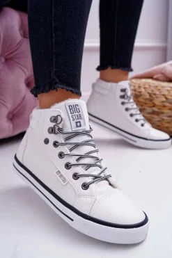 Trampki Damskie Big Star Wysokie Białe Ocieplane EE274411